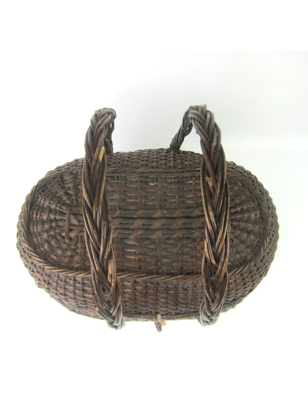 Vintage Wicker Basket Lid Handles Amish Kavli Sket 15